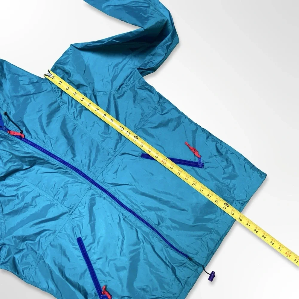 Vintage Sierra Designs Hooded Windbreaker Jacket Men's Large Teal Blue Nylon 90s